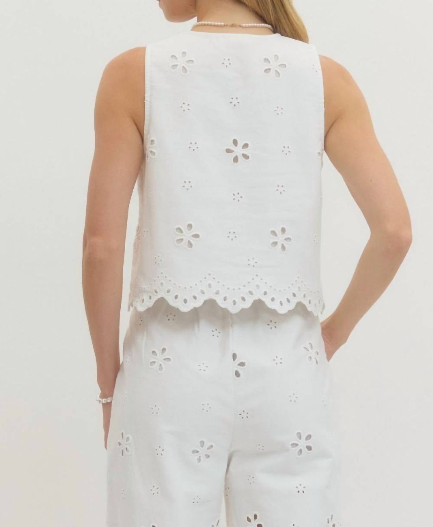 entro Eyelet Embroidered Set in off white - women's sleepwear - detail view