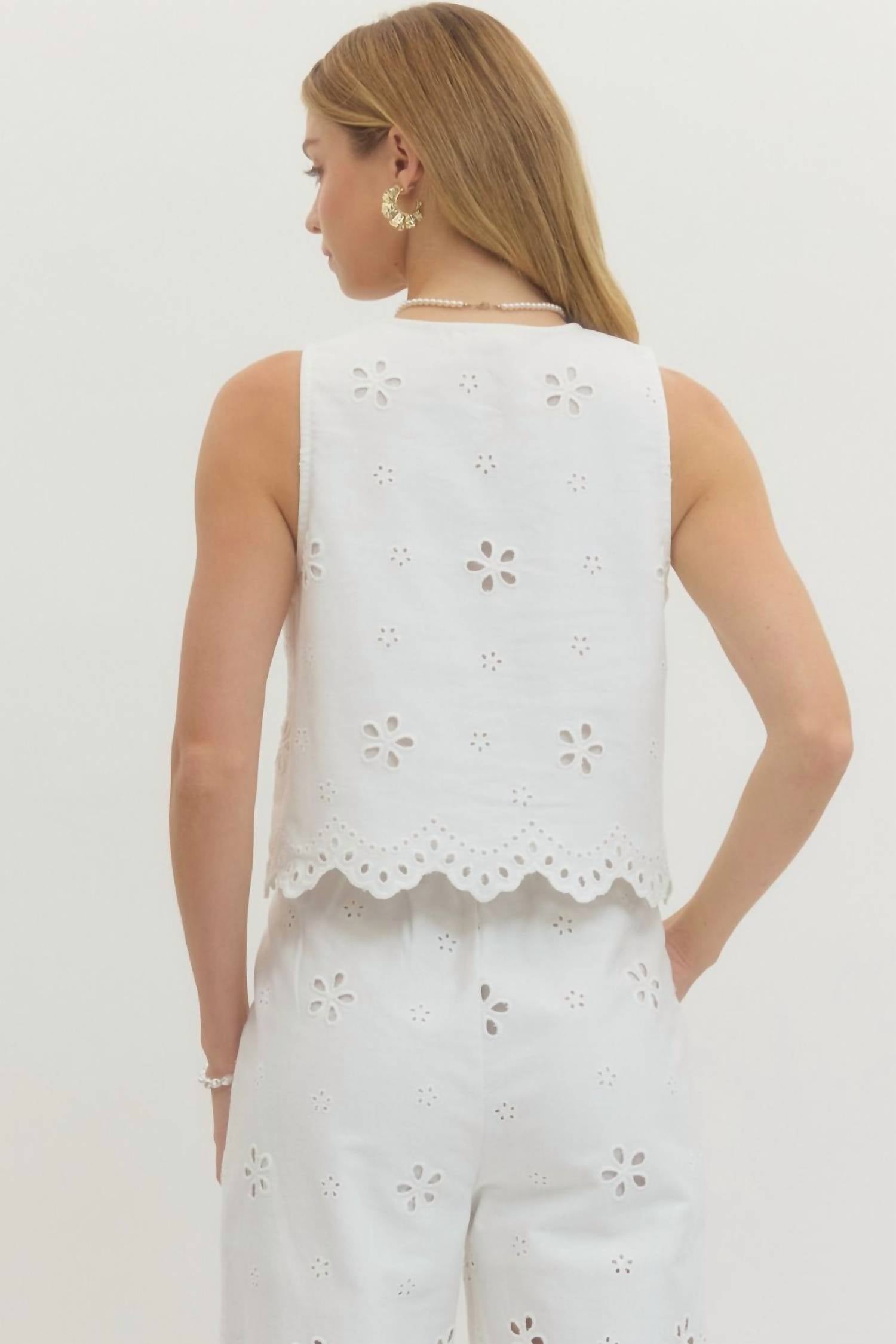 entro Eyelet Embroidered Set in off white - women's sleepwear - alternate view