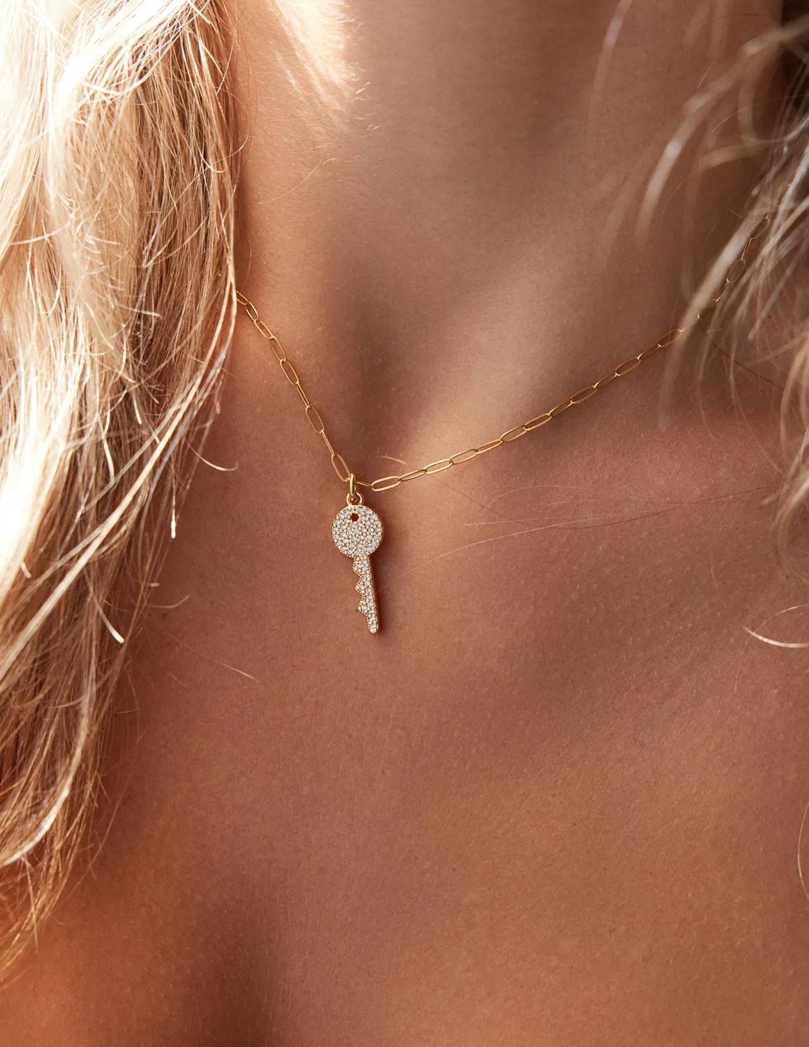 Adriana Pappas - Women's Crystal Key Necklace