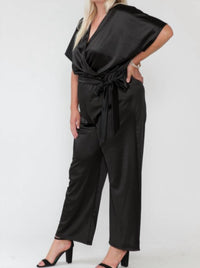 Storyteller - Plus Size V Neck Wide Fit Jumpsuit