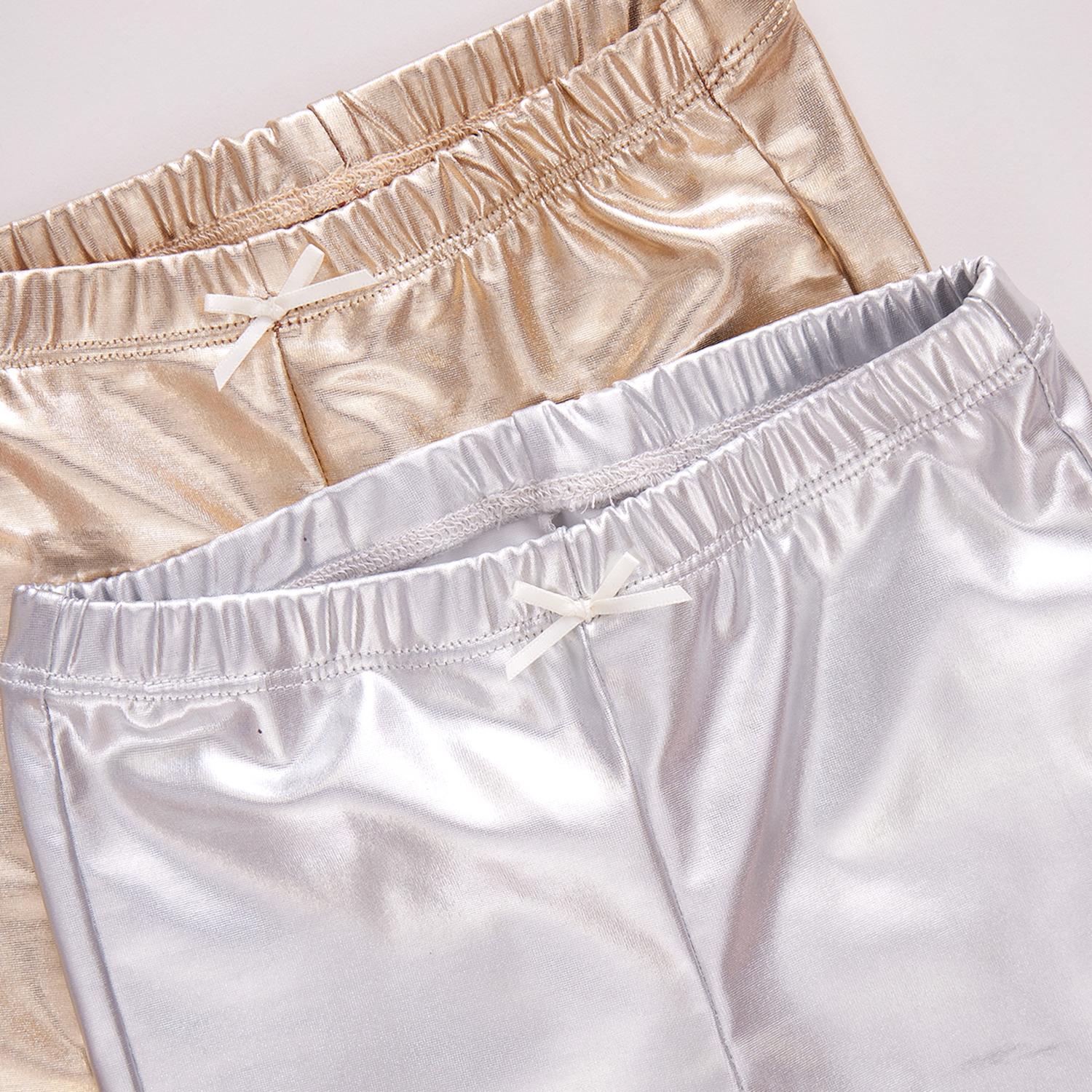 PINK CHICKEN Kid's Lame Leggings in silver - kids' leggings - view 4
