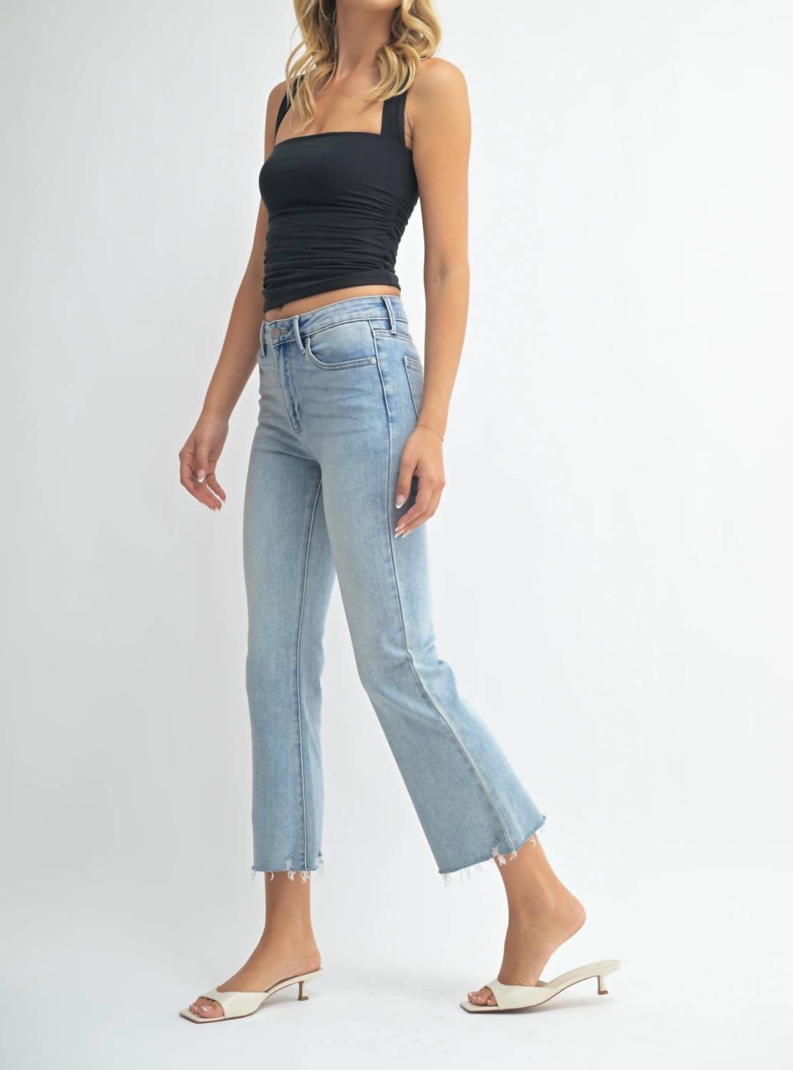 Jbd. - Crop Flare Distressed Hem Jeans