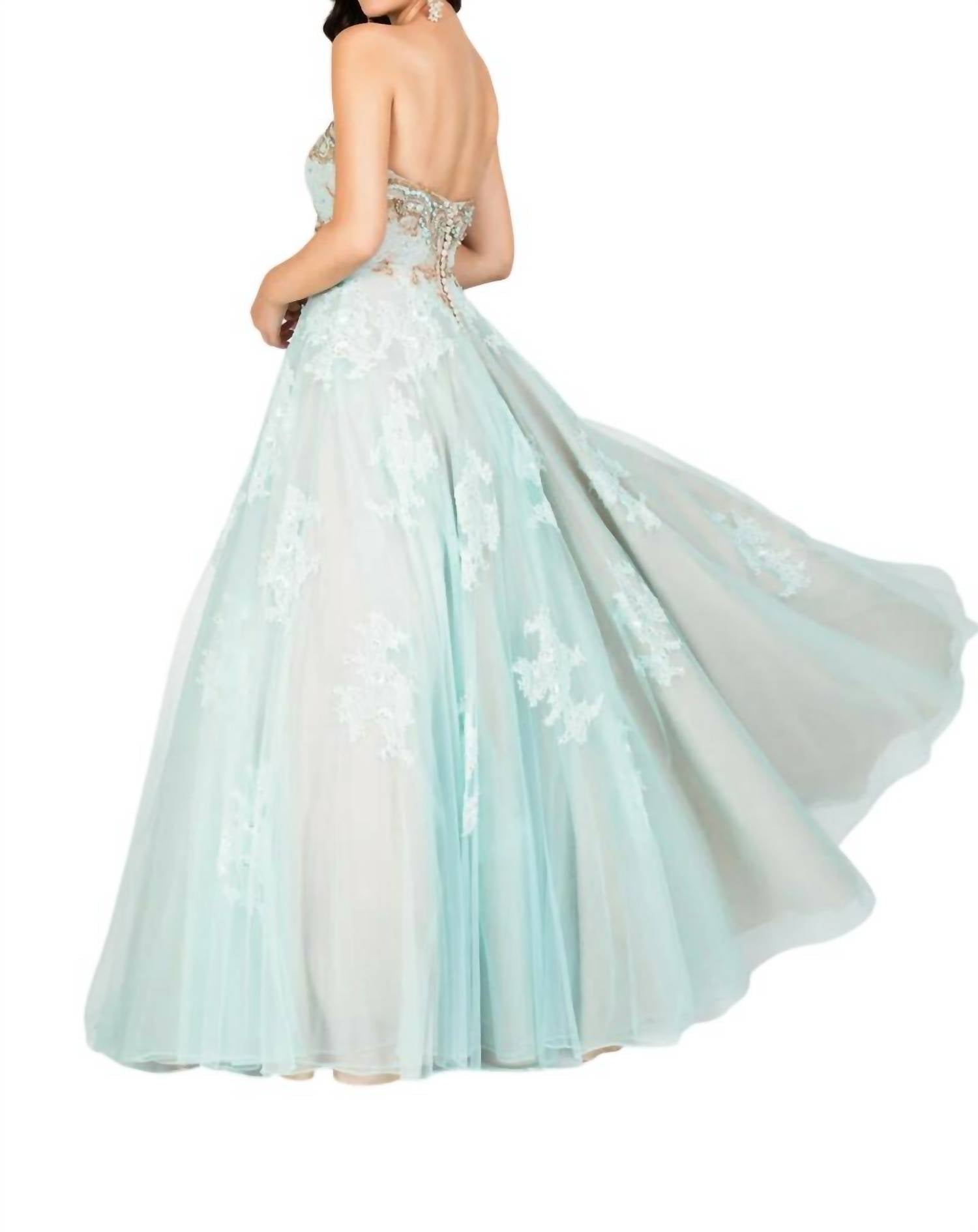 Terani Couture - Plunging Illusion Neckline Prom Dress
