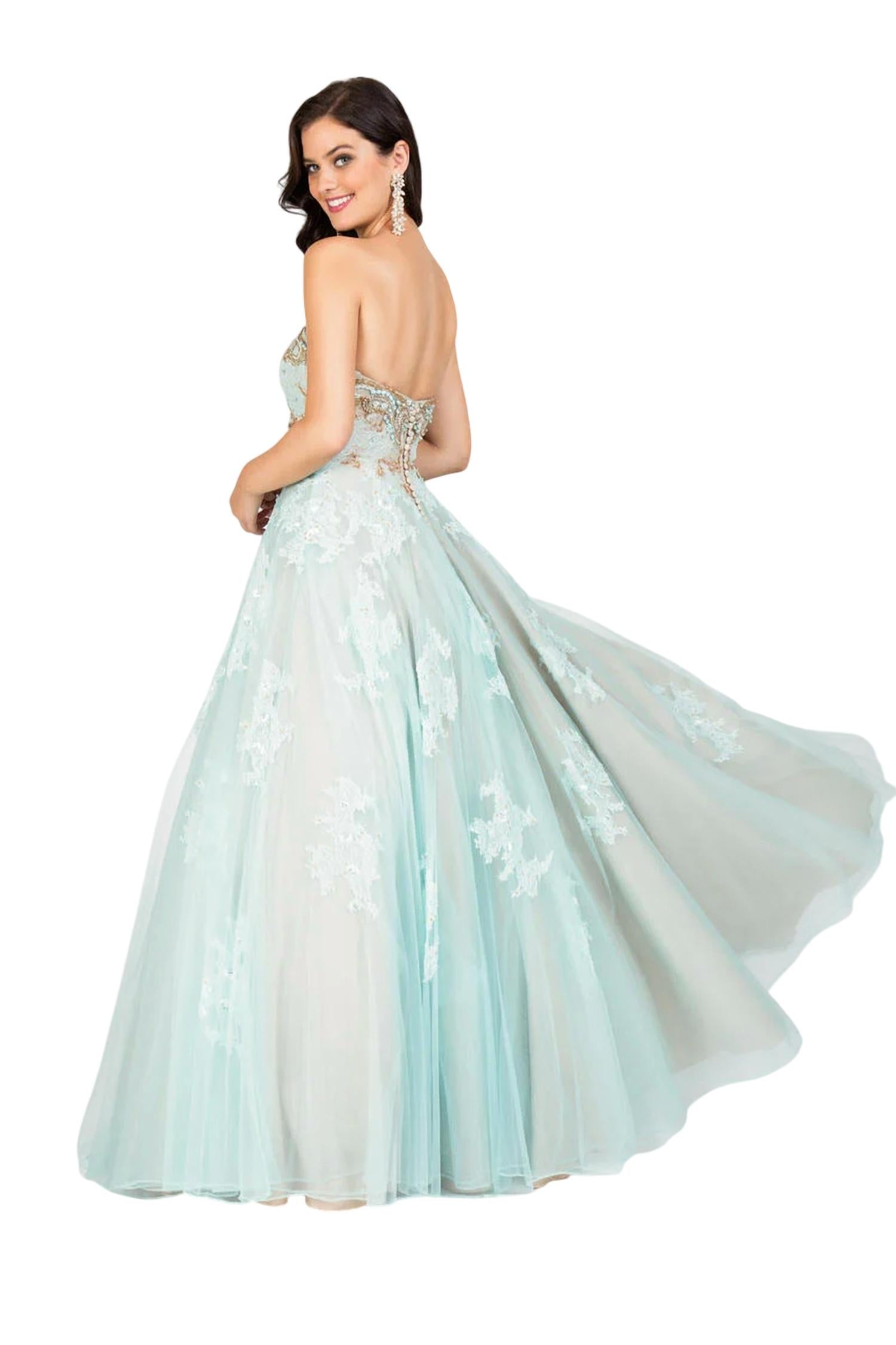 Terani Couture - Plunging Illusion Neckline Prom Dress