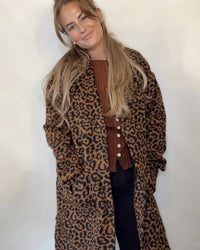 Sadie & Sage Animal Instinct Leopard Coat in brown black - women's jacket