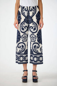 Trina Turk Clip Jacquard Pant in blue white - women's pants