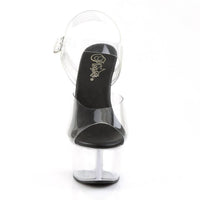 Pleaser Women's Aspire-608 Ankle Strap Sandal in black clear - women's sandal - detail view