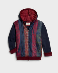 Upstate Stock Neat Hoodie in navy multi - men's shirt - detail view
