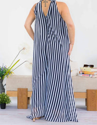 Karen Kane - Sleeveless Halter Striped Jumpsuit