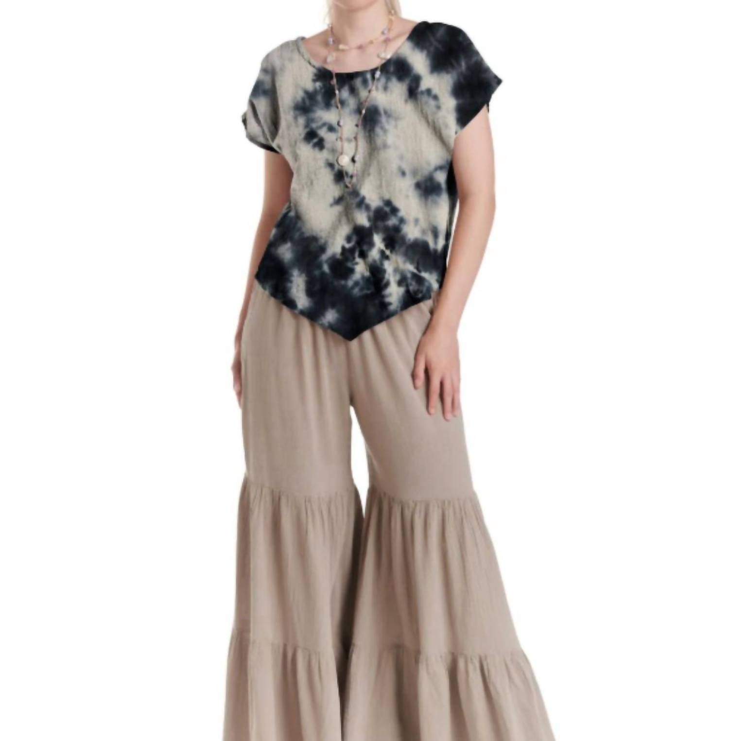 Oh My Gauze! Grace Cotton Top in marble black - women's t-shirt