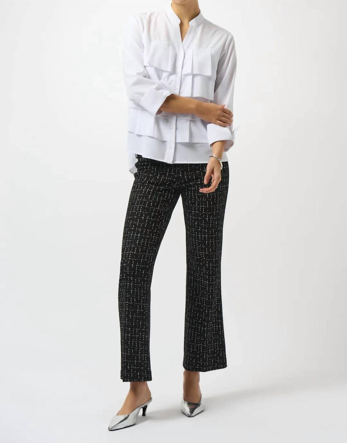 Joseph Ribkoff - Checkered Print Pull On Flared Pants