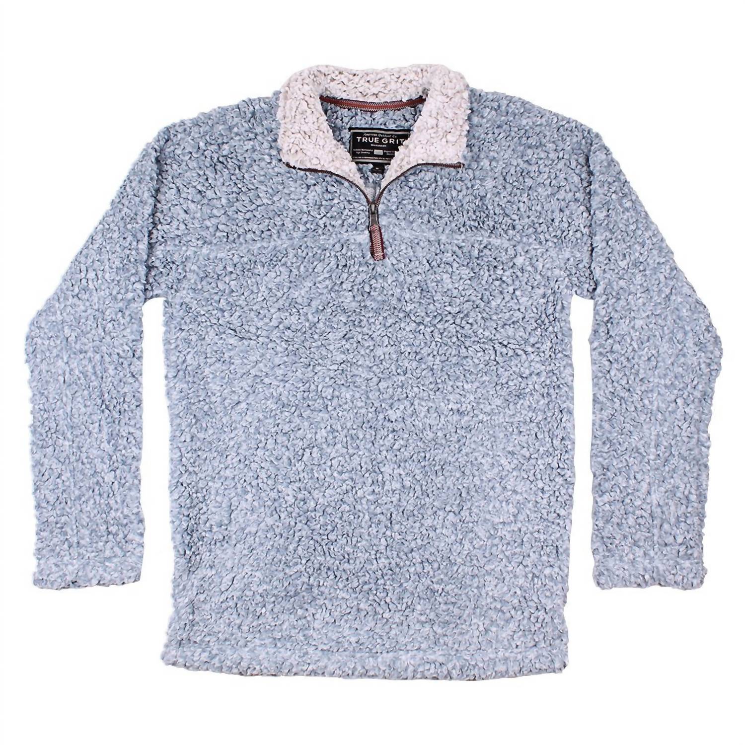 TRUE GRIT Men's Softest Tip Shearling 1/4 Zip Pullover in chambray - women's sweater