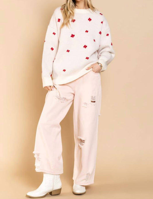 Pol - Flower Knit Acrylic Sweater