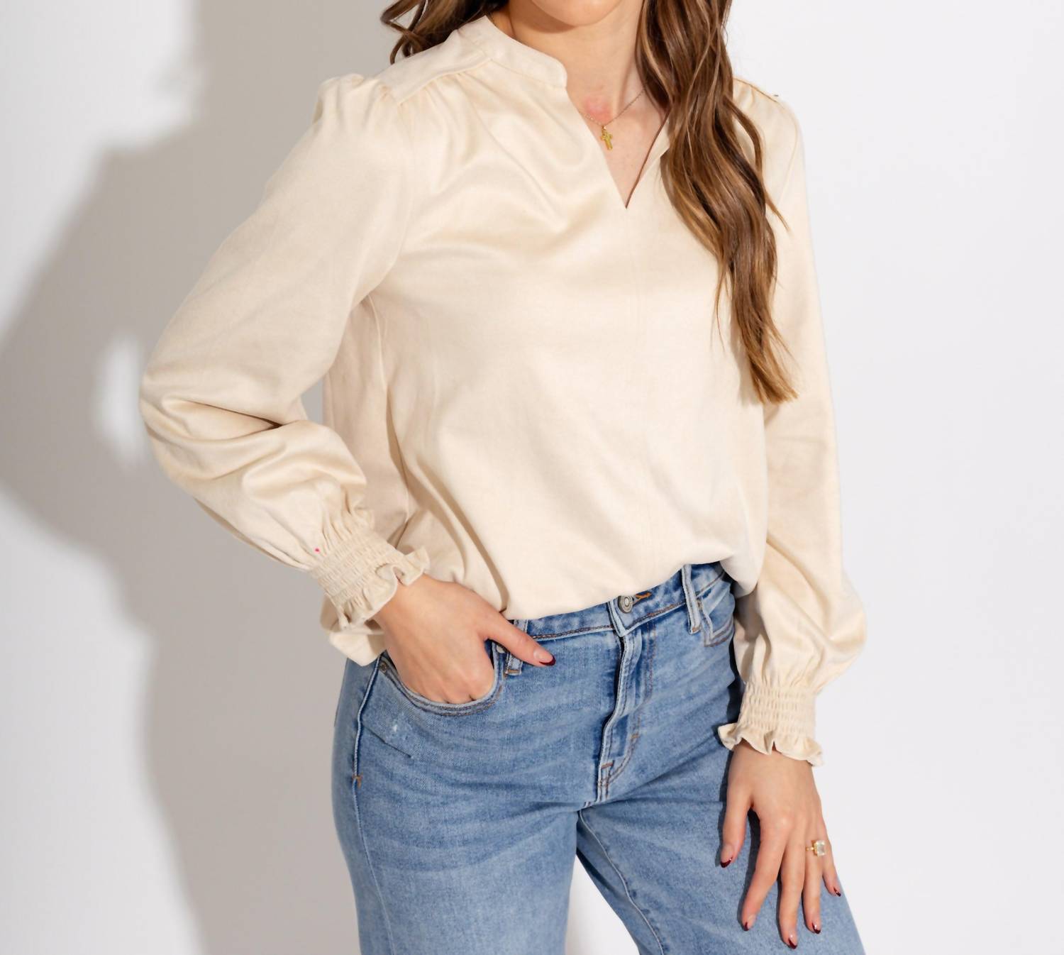 Ivy Jane - Long Sleeve Suede Top