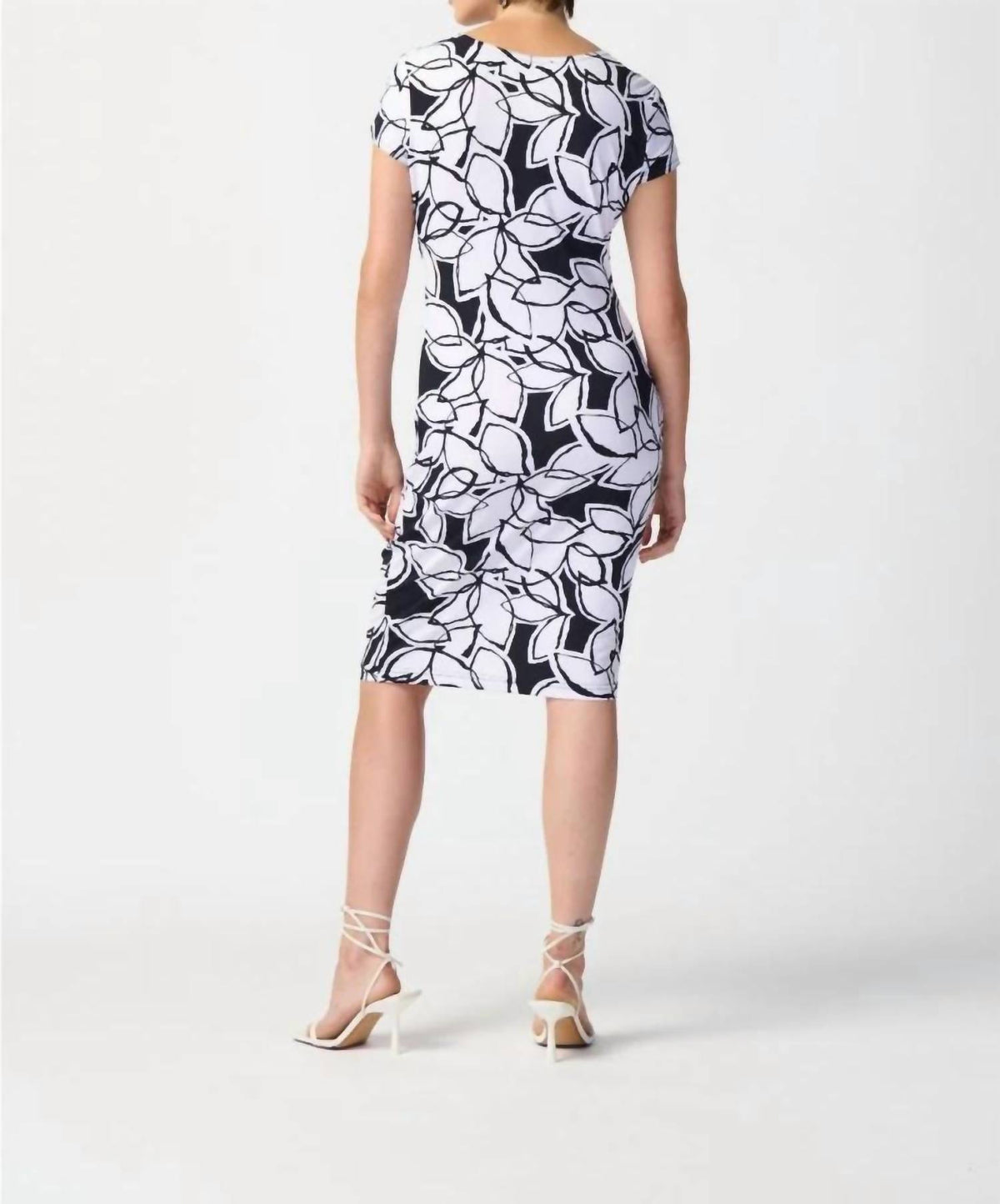Joseph Ribkoff - Leaf Print Faux Wrap Sheath Dress