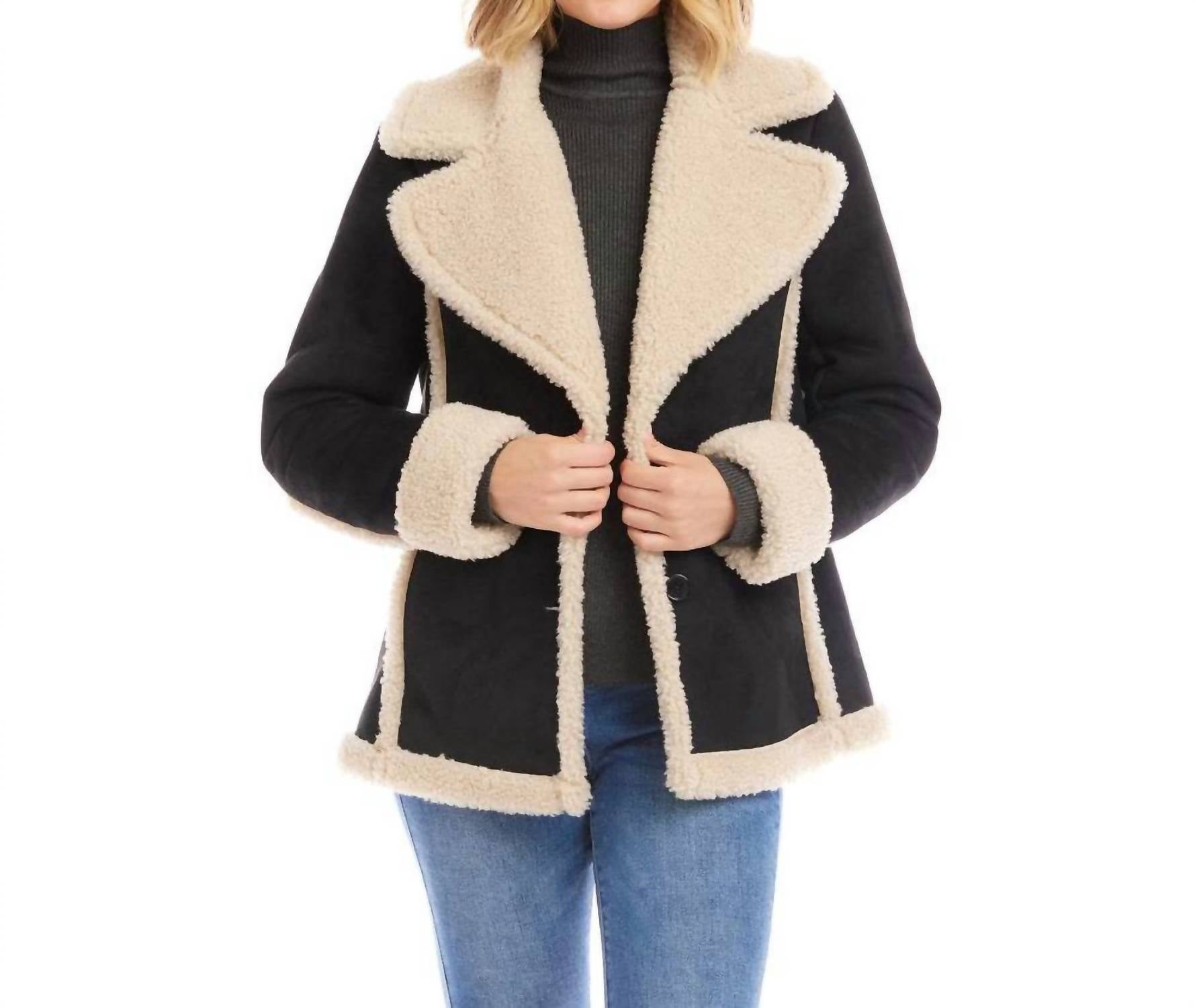 Karen Kane - Faith Faux Suede Shearling Jacket