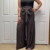 Jade By Jane - Tie Front Ruched Waist Back Pants