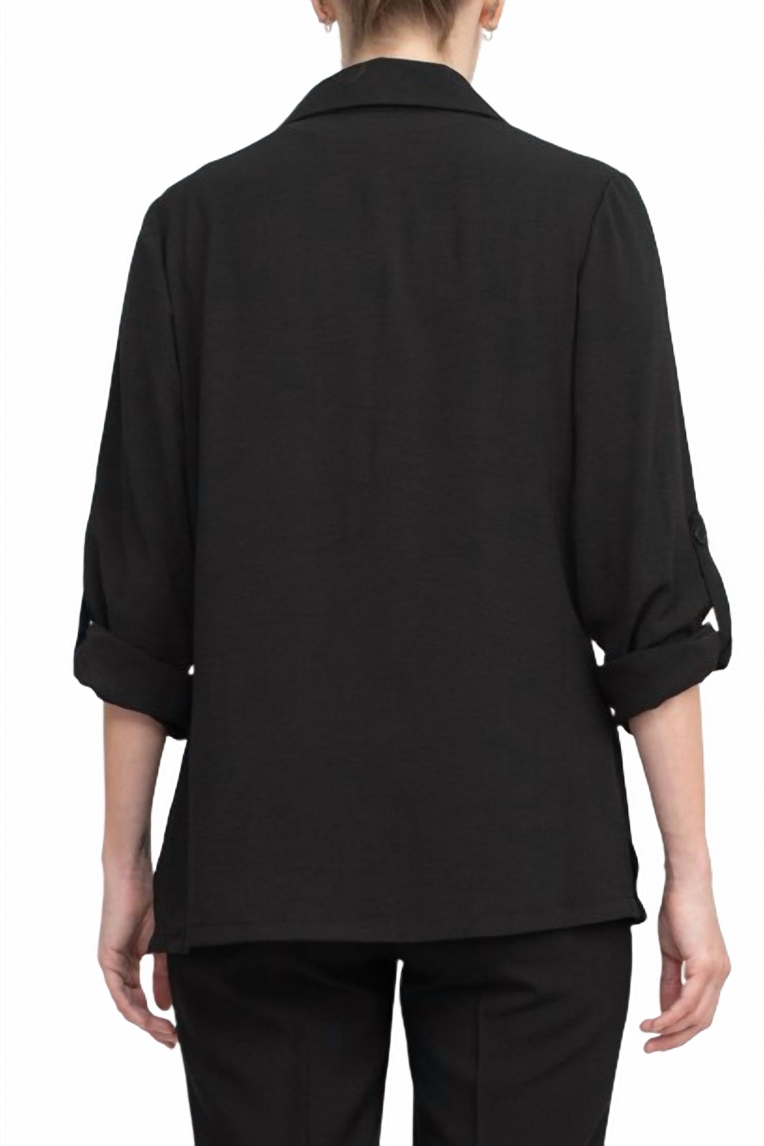 Adrianna Papell - Notched Lapel Collar One Button Blazer