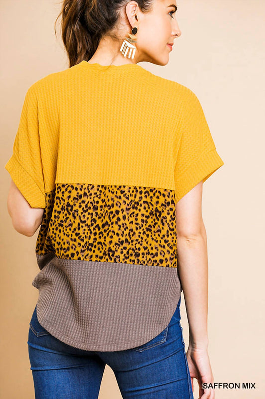 Umgee - Colorblock Waffle Top