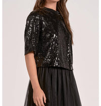 Elan - Quarter Sleeve Sequin Top