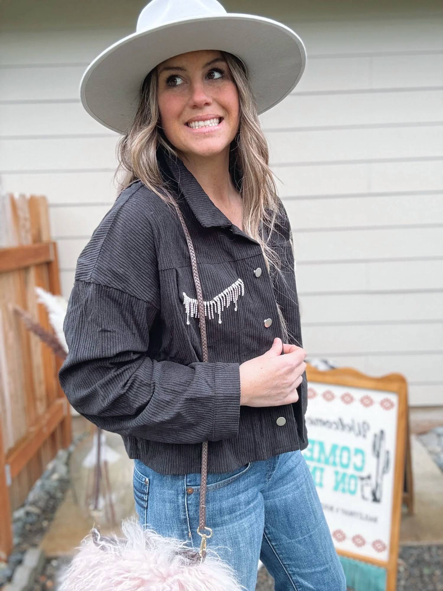 Andree By Unit - Corduroy Rhinestone Jacket