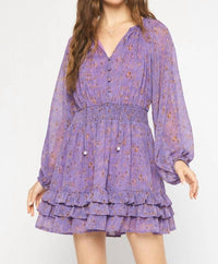 Entro - Long Sleeve Smocked Dress