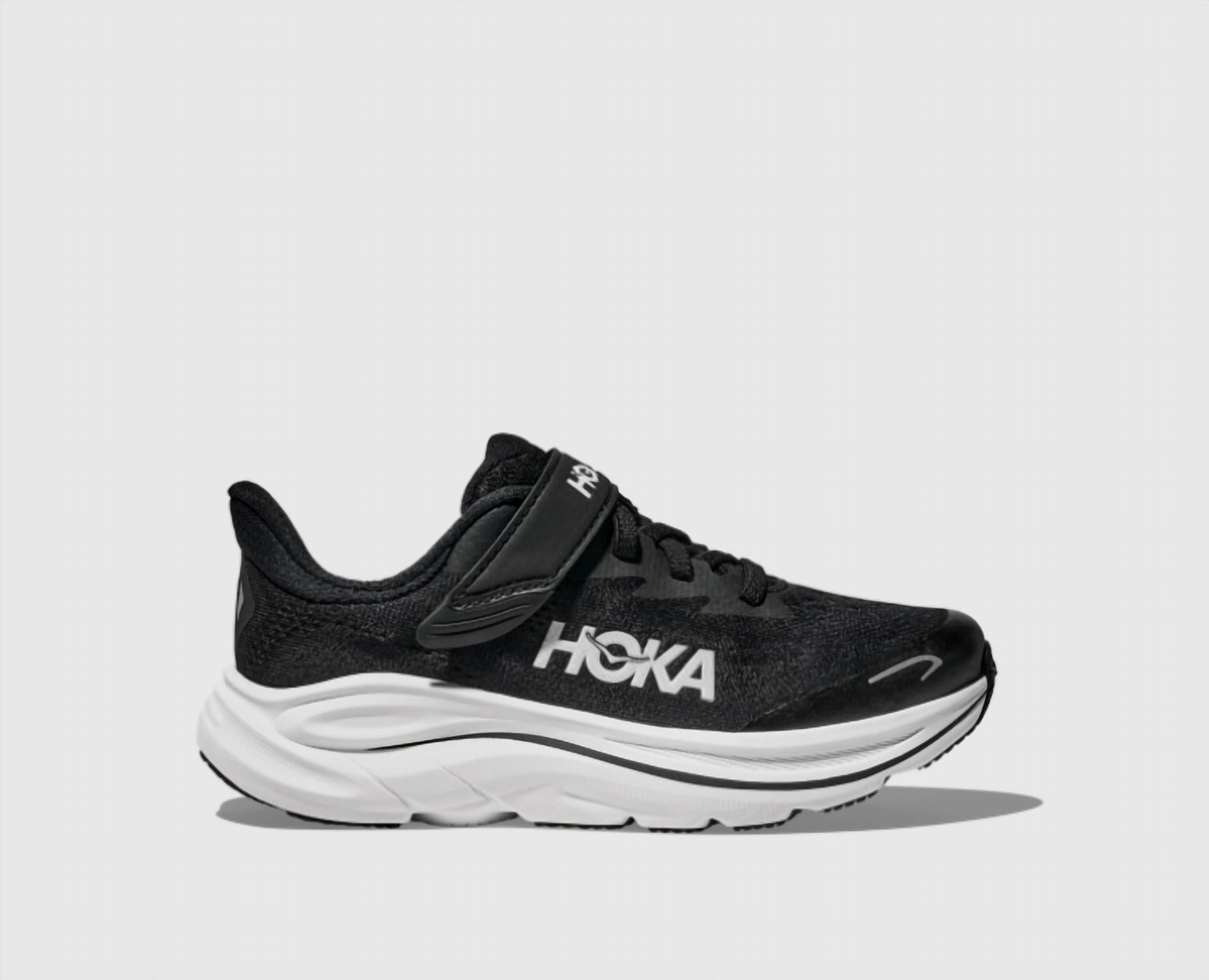 Hoka Kid's Clifton 10 Shoes in black white - kids' sneaker