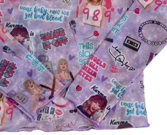 Kids Charm - Girl's Swiftie Mesh Print Long Sleeve Top