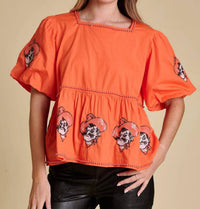 Stewart Simmons - The Puff Sleeve Peplum Top Oklahoma State