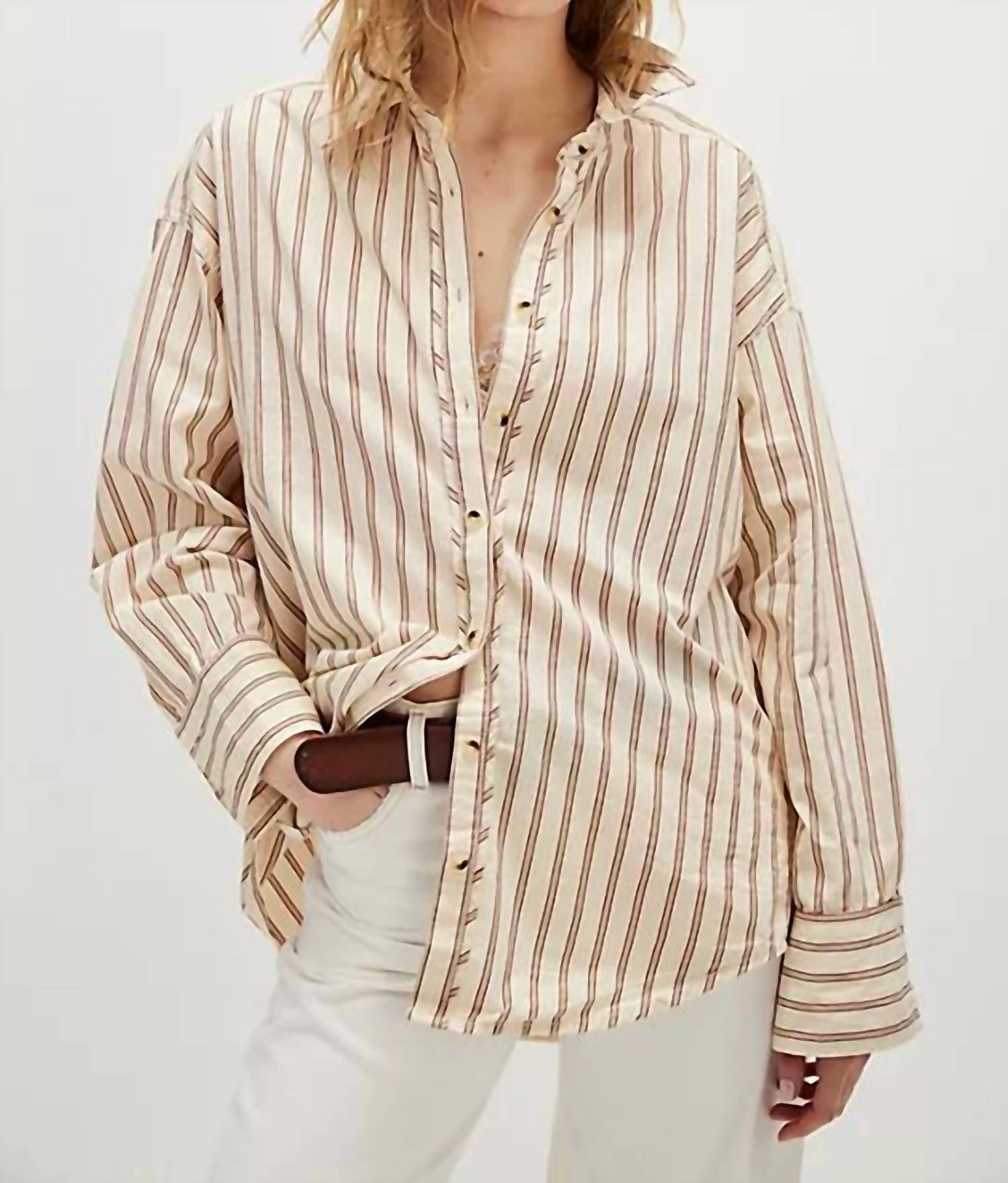Free People - Striped Varsity Vibes Shirt