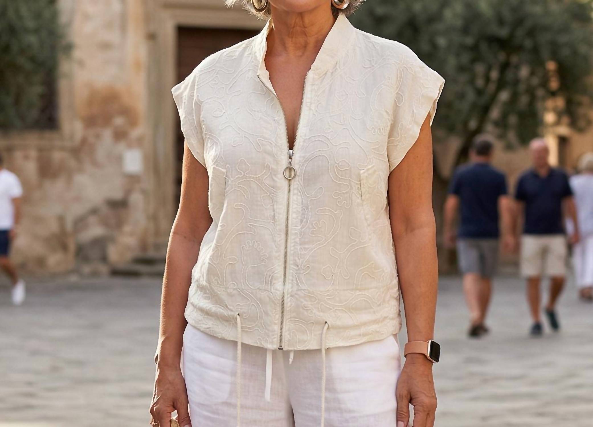 Made in Italy Firenze Cinch Top in italy firenze cinch top in beige - women's top - detail view