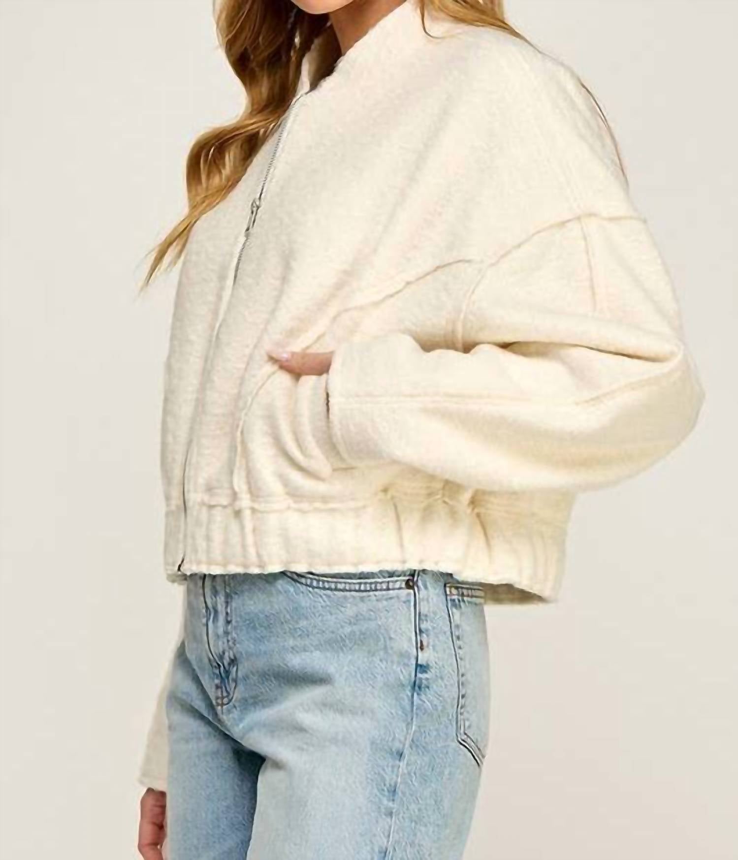 Miss Love - Soft Touch Textured Bomber Jacket