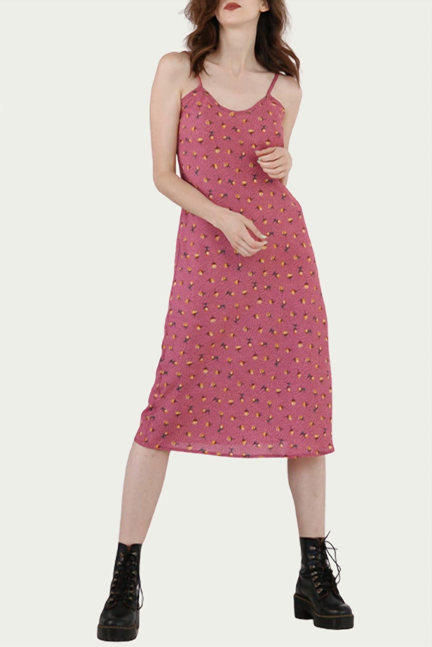 BIAS FLORAL-PRINT MIDI SLIP DRESS
