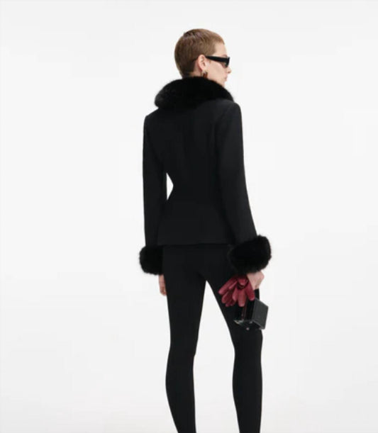 Self-Portrait - Tailored Boucle Fur Jacket