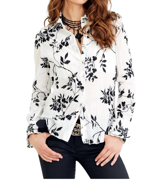 Cino - Wisteria Embroidery Button Down Shirt