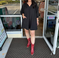 Umgee - A-line Mini Dress With Scallop Hem