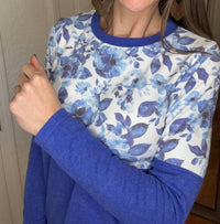 Michelle Mae Natalie Pullover Top in sapphire floral - women's long sleeve top - view 7