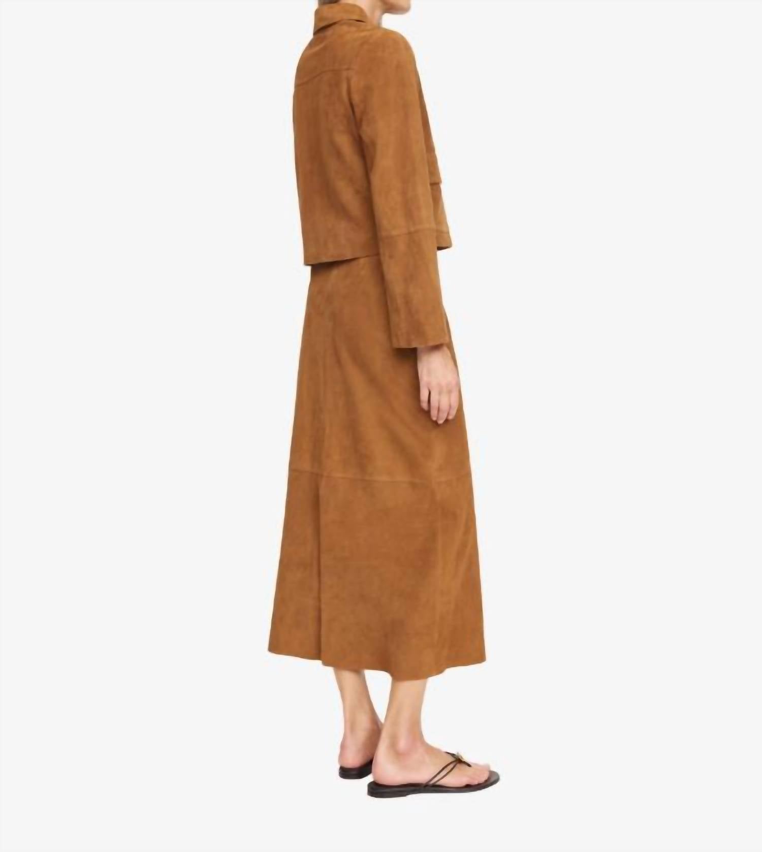 BY MALENE BIRGER Annie Suede Jacket in rusty sand - women's jacket - detail view