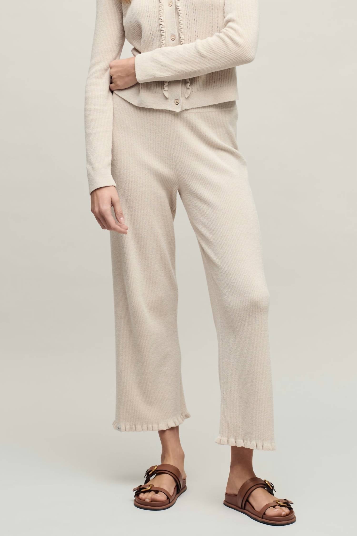 Barefoot Dreams - Rib Ruffle Hem Ankle Pant