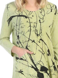 Jess & Jane - Scrolls Mineral Washed Cotton Top with Linen Contrast