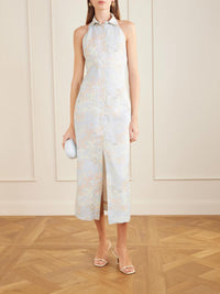 Bernadette - Cici Jasmin Floral-print Linen Halterneck Midi Dress