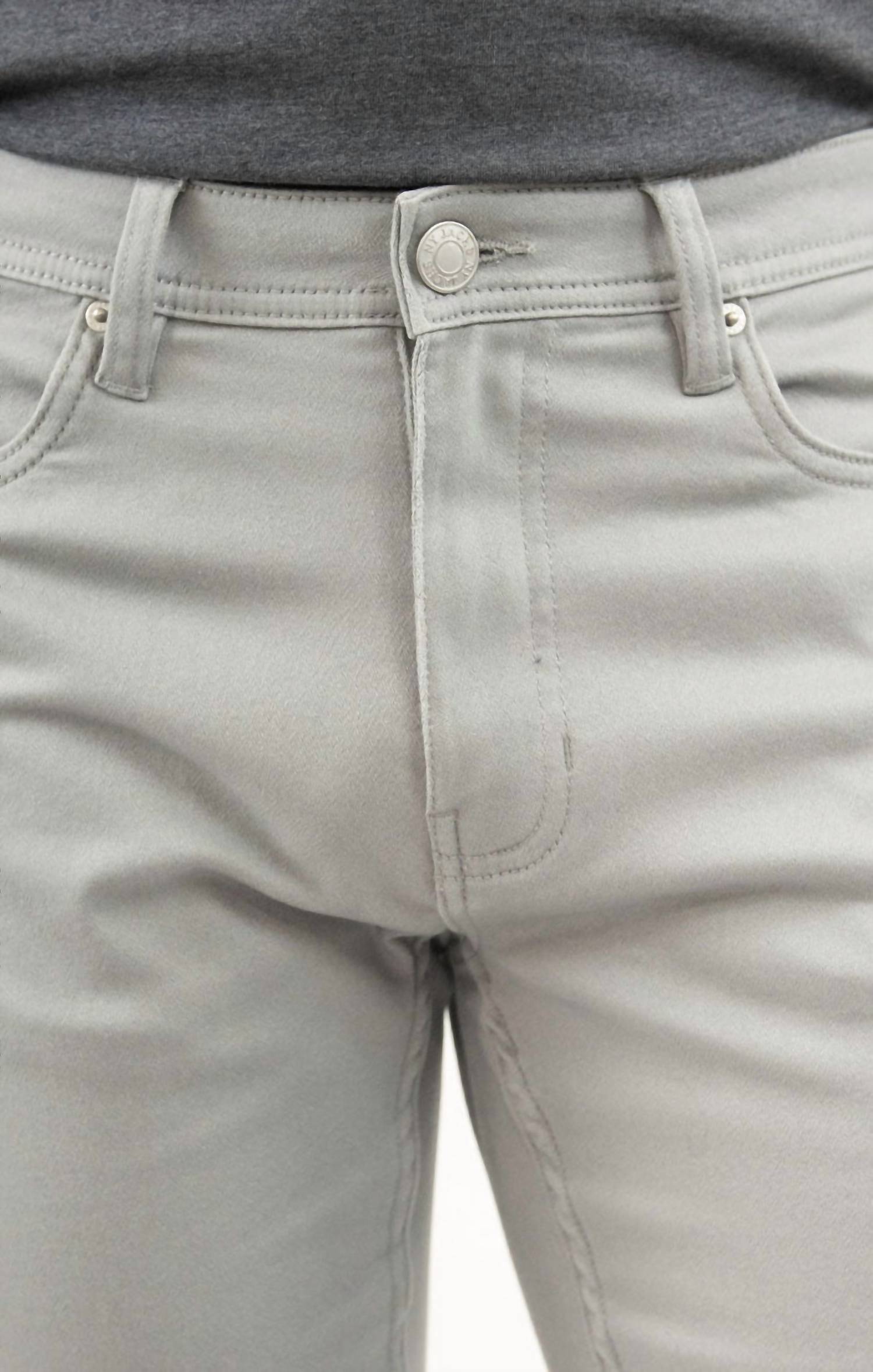 JACHS NEW YORK Straight Fit 5 Pocket Summer Commuter Pants in light grey - men's pants - view 4