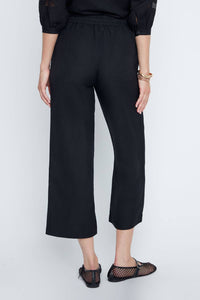 Renuar Blush Breeze Linen Cropped Pants in black - women's pants - alternate view