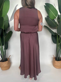 Kld. Signature - V-neck Washed Satin Bubble Hem Top