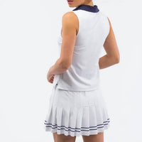 SMITH & QUINN Polyester Blend Pleated Skort in white navy - women's shorts - alternate view