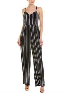 Laundry By Shelli Segal - Spaghetti Strap Concealed Stripe Print Crepe Jumpsuit