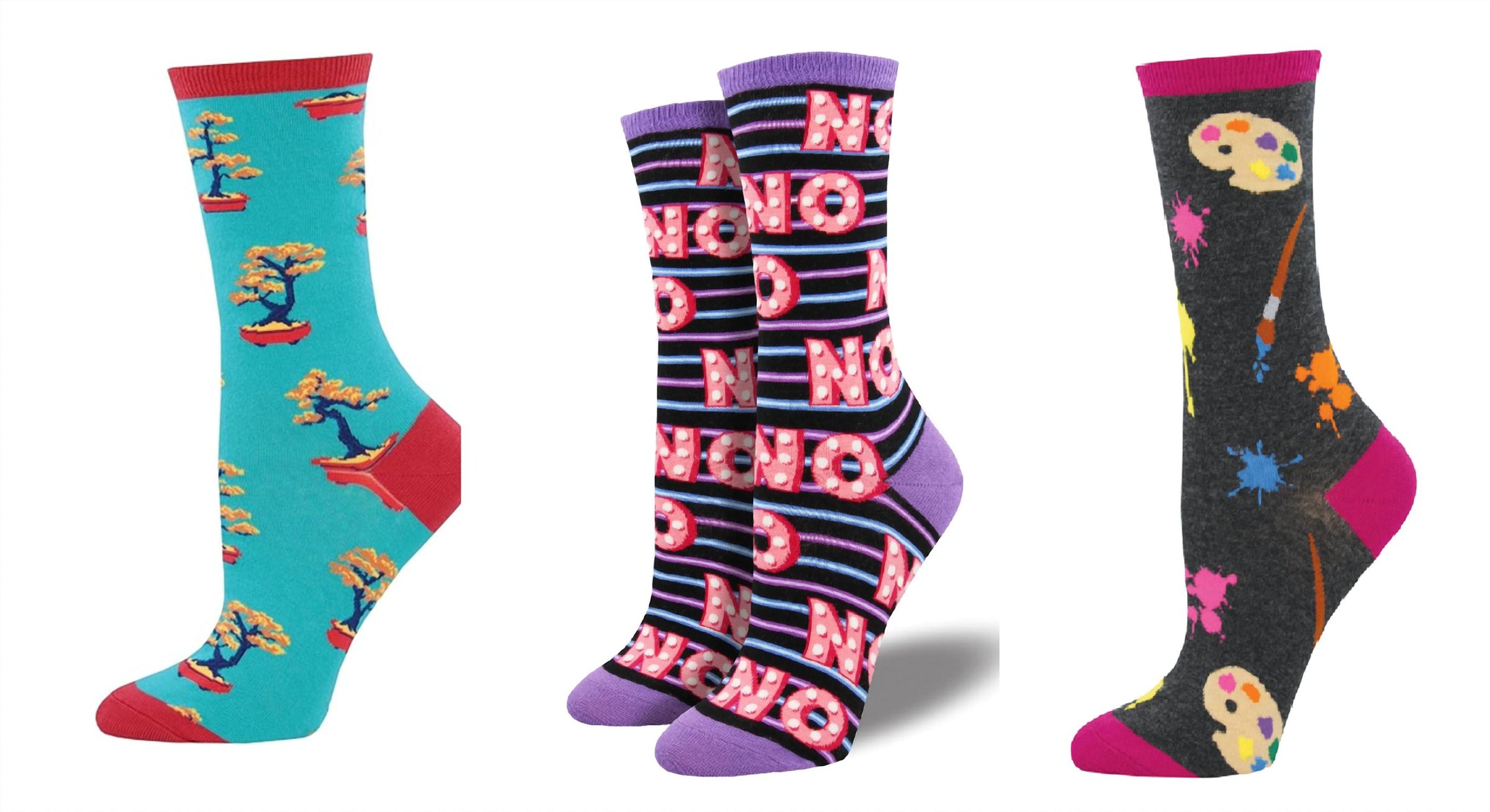 Socksmith - Women's Zen Bonsai & No & Painter's Palette Socks - Set Of 3 Pair