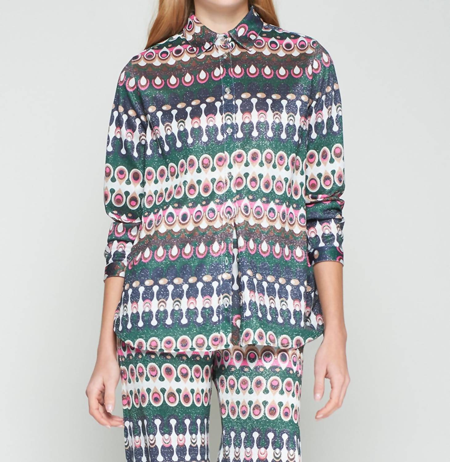 Vilagallo - Anastasia Geometric Lurex Shirt