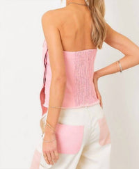 Baby Pink - Strapless Pink Denim Tube Top