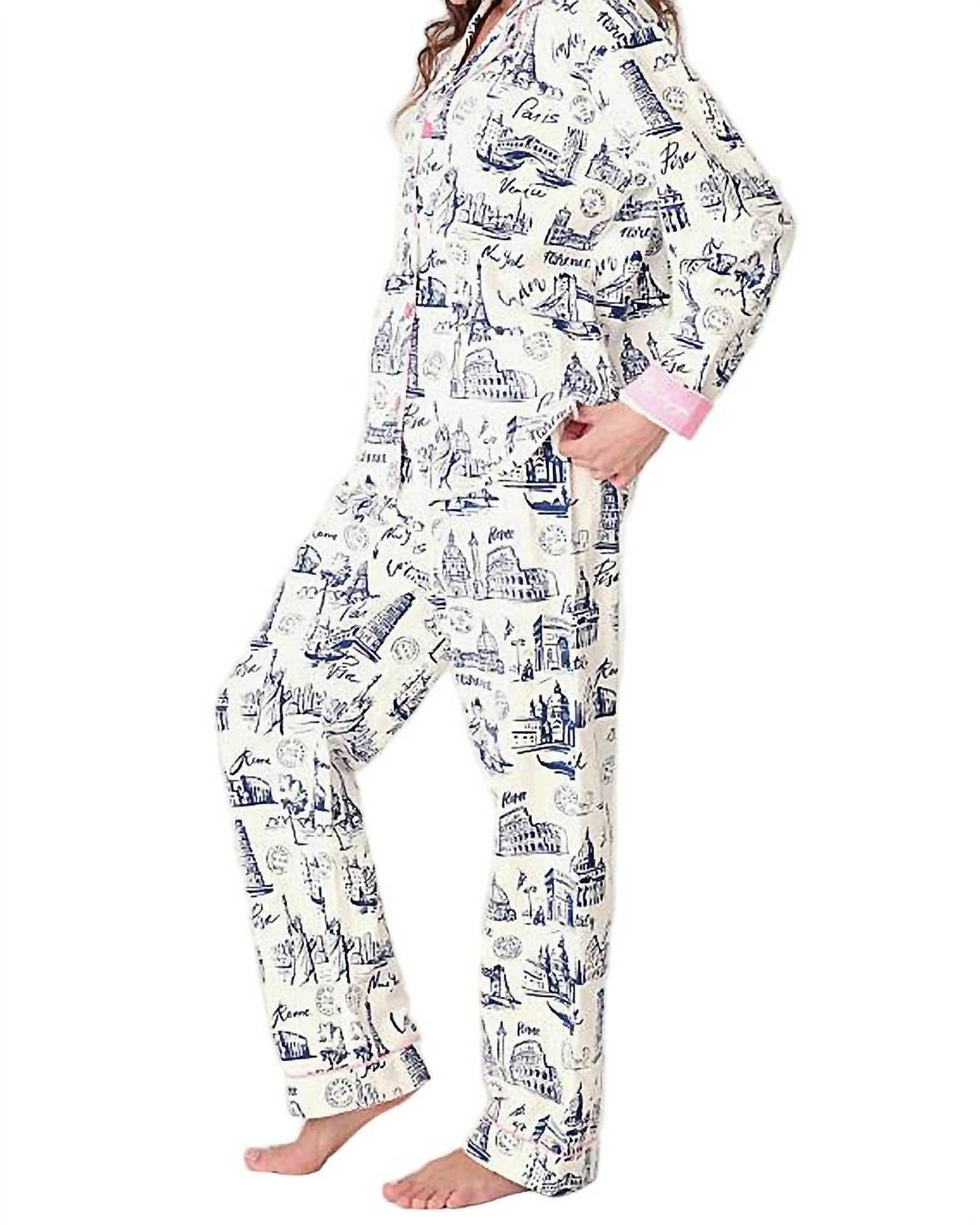 Pj Salvage - Bon Voyage 3-piece Flannel Pajama Set